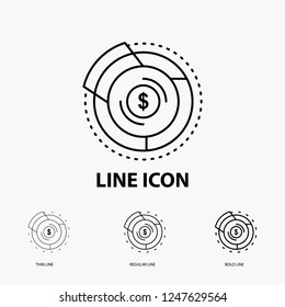 Balance, budget, diagram, financial, graph Icon in Thin, Regular and Bold Line Style. Vector illustration