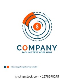 Balance, budget, diagram, financial, graph Logo Design. Blue and Orange Brand Name Design. Place for Tagline. Business Logo template.