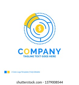 Balance, budget, diagram, financial, graph Blue Yellow Business Logo template. Creative Design Template Place for Tagline.