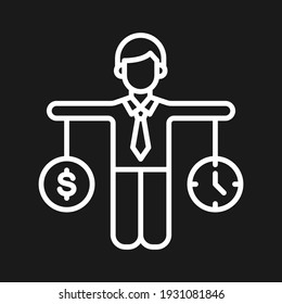 Balance, budget, estimate, money, time icon vector image. Can also be used for project management. Suitable for use on web apps, mobile apps and print media.