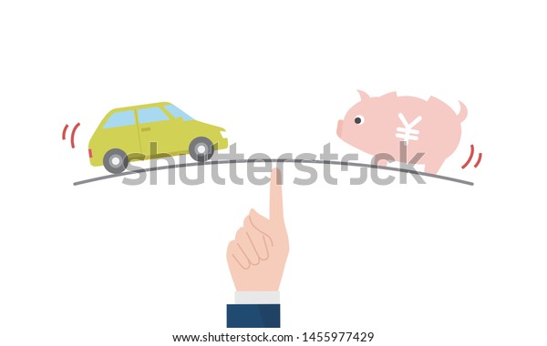 balance of car\
and piggy bank,vector\
illustration