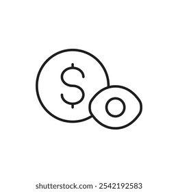 Balance Check Icon with Dollar Symbol and Eye, Representing Account Balance Monitoring, Financial Awareness, and Expense Tracking