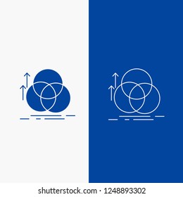 balance, circle, alignment, measurement, geometry Line and Glyph web Button in Blue color Vertical Banner for UI and UX, website or mobile application