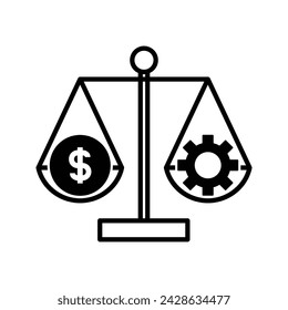 balance with cogwheel and money icon vector