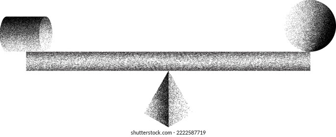 Balance concept .Distorted geometric shapes . Minimal art design . Noise destroyed  logo . Trendy grainy shapes . Graph print texture .Spray effect .Grunge texture . Distressed element .vector 