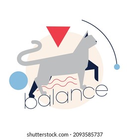 Concepto de equilibrio. Idea de estabilidad y calma. Resumen, esfera de negocios o estilo de vida. Posición estable, armonía, gestión de desafíos. Ilustración vectorial plana