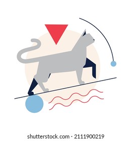 Concepto de equilibrio. Idea de estabilidad y calma. Resumen, esfera de negocios o estilo de vida. Posición estable, armonía, gestión de desafíos. Ilustración vectorial plana
