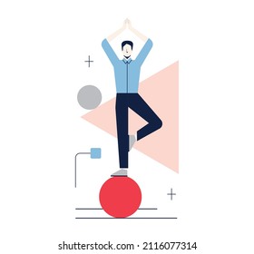 Balance concept. Idea of stability and calmness. Abstract, business or lifestyle sphere. Steady position, harmony, challenge managing. Flat vector illustration