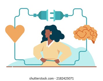 Balance concept. Idea of stability challenge, abstract, business or lifestyle unstable position. Character trying to get balance. Flat vector illustration