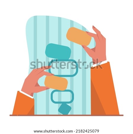 Balance concept. Idea of stability challenge, abstract, business or lifestyle unstable position. Character trying to get balance. Flat vector illustration