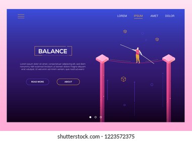 Balance concept - modern isometric vector web banner