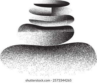 Balance concept .Stack of stones. Balancing stones . Spa rock tower. Minimal art design . Balance of irregular gritty. Harmony symbol. Spa stones in balance .Zen stones .Pebble tower .vector 