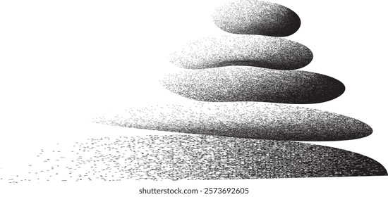 Balance concept .Stack of stones. Balancing stones . Spa rock tower. Minimal art design . Balance of irregular gritty. Harmony symbol. Spa stones in balance .Zen stones .Pebble tower .vector 