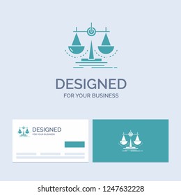 Balance, decision, justice, law, scale Business Logo Glyph Icon Symbol for your business. Turquoise Business Cards with Brand logo template.