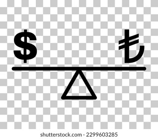 Equilibrar el icono del vector de justicia de la armonía del dólar aislado en segundo plano. Ilustración vectorial de símbolo plano de negocio.