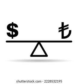 Equilibrar el fondo del icono vectorial de la armonía del dólar. Ilustración vectorial de símbolo plano de negocio.