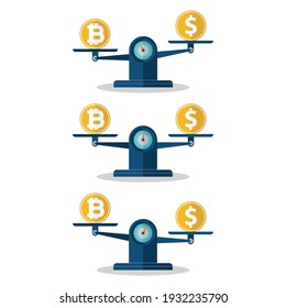 Saldo de un dólar frente a un vector de bitcoin