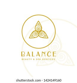 Balance ethnic Flower Logo, Vector Icon, Gold elegant isolated symbol