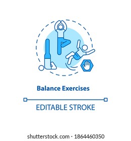 Balance exercise turquoise concept icon. Yoga position. Body care and health. Fitness training. Kinesiology idea thin line illustration. Vector isolated outline RGB color drawing. Editable stroke