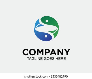 balance fish green and blue vector icon