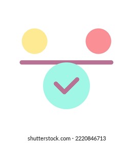 Balance flat color ui icon. Inner harmony and calmness. Comparison. Work life balance. Simple filled element for mobile app. Colorful solid pictogram. Vector isolated RGB illustration