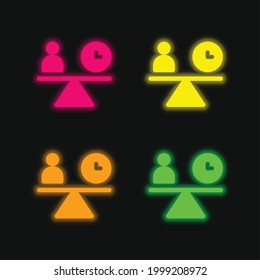 Balance four color glowing neon vector icon