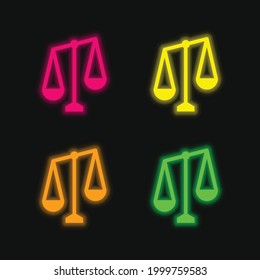 Balance four color glowing neon vector icon