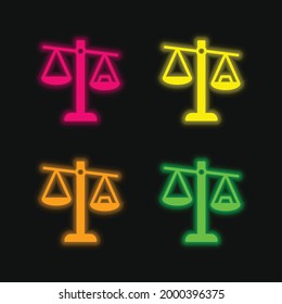 Balance four color glowing neon vector icon