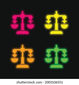 Balance four color glowing neon vector icon