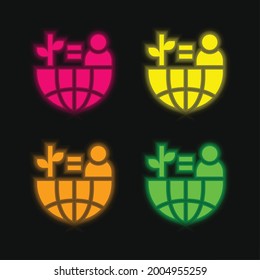 Balance four color glowing neon vector icon