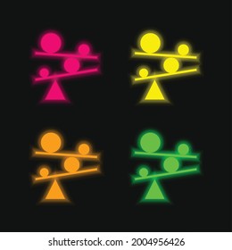 Balance four color glowing neon vector icon