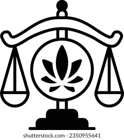 Balance with Hemp Leaf Sign vector icon design, Cannabis and marijuana symbol, thc and cbd sign, recreational herbal drug stock illustration, Legality of cannabis concept