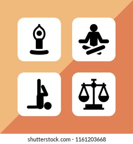 balance icon. 4 balance set with yoga and law vector icons for web and mobile app