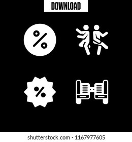 balance icon. 4 balance vector set. dancers, hoverboard and percentage icons for web and design about balance theme