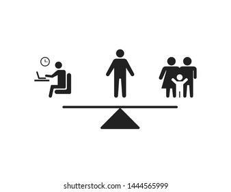 Balance Icon Between Work And Family. Difficult Decision. Life Style Icon Money Or Home. Choise Between Family And Job. EPS 10