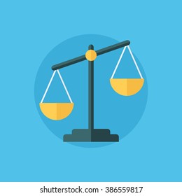 Balance Icon. Law Balance Symbol. Justice Scales Icon. Flat Design Vector Illustration.