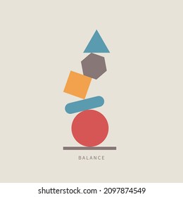 Balance icon, life coaching logo. Psychological stability. Mental stability and health, therapy symbol. Business coach concept. Harmony and balance sign. Vector flat illustration