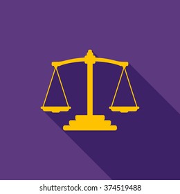 Balance icon with long shadows. Vector flat illustration.