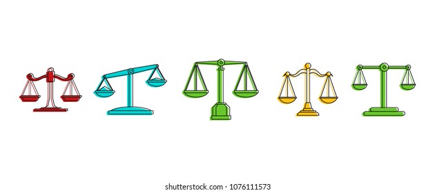 Balance icon set. Color outline set of balance vector icons for web design isolated on white background