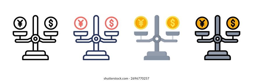 Conjunto de iconos de equilibrio colección de estilos múltiples