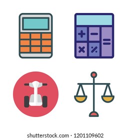balance icon set. vector set about calculator, segway and scale icons set.