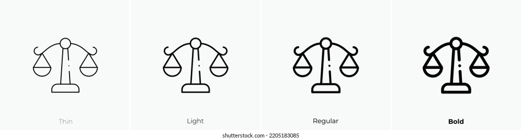 icono de balance. Diseño delgado, ligero y audaz aislado en un fondo blanco