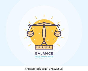 Balance icon - Thin line flat design of  business project startup process
Flat modern color icons for marketing and business strategy