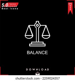 BALANCE icon vector on black background. Simple, isolated, flat icons, icons, apps, logos, website design or mobile apps for business marketing management,
UI UX design Editable stroke. EPS10