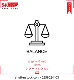 BALANCE icon vector on white background. Simple, isolated, flat icons, icons, apps, logos, website design or mobile apps for business marketing management,
UI UX design Editable stroke.EPS10