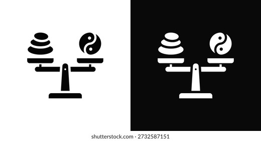Estilo de fondo blanco y negro del icono del equilibrio