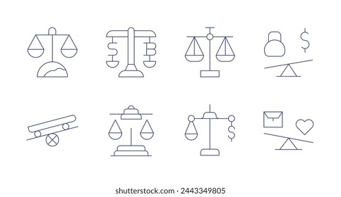 Iconos de balance. Trazo editable. Conteniendo balance, balanceescala, escala, salvavidas.