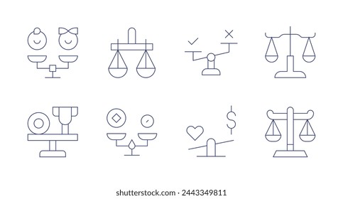 Balance icons. Editable stroke. Containing balance, balancescale, morality.