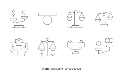 Balance icons. Editable stroke. Containing balance, balanceball, riskmanagement, economicdisparities, justice, scale.