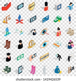 Balance icons set. Isometric style of 36 balance vector icons for web for any design